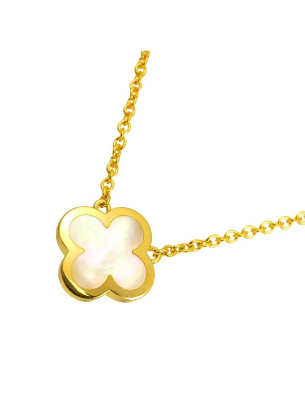 Van Cleef & Arpels Pure Alhambra Shell Necklace 45 18k Yellow Gold